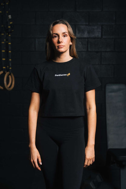 Boxy Crop Top | FEMME | (200GSM) Pur Coton | Baby Tee Seamless T-Shirt | PANTHERAW